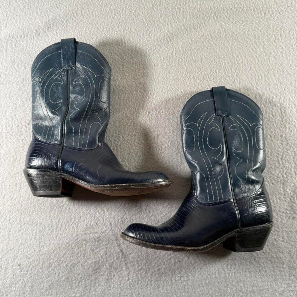 American Vintage Navy Blue Western Ankle Boots